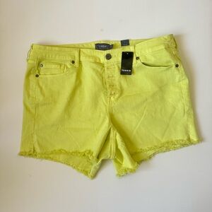 TORRID HI 5 Button Fly high rise Shorts| SUNNY LIME NWT~ 18